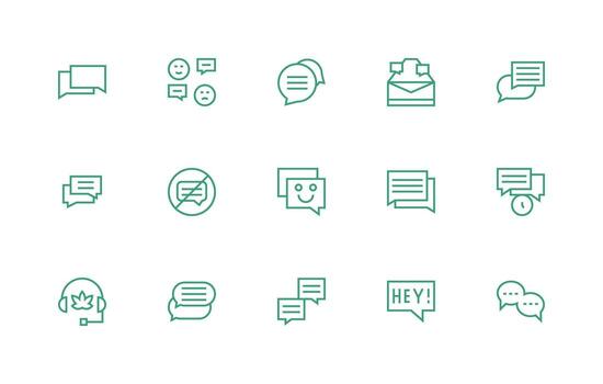 Regular Line Style Chat Icons with 15 Vectors User Interface Icons for Digital Products