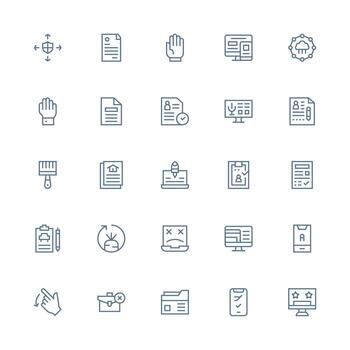 Application Visual Pack containing 25 Medium Stroke Outline Icons Compact Icon Set vector