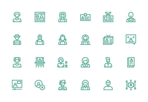 Member Icon Set with 24 Thick Line Line Graphics Minimal Icon Set for Interface Projects vector