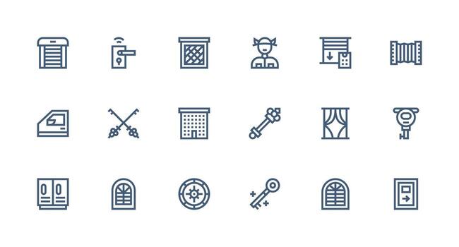 18 Strong Stroke Line Icons for Door Graphics Flexible Icon System for Web Interfaces vector