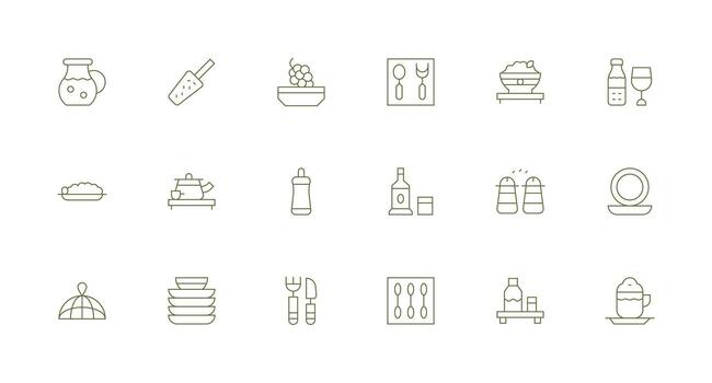 18 Minimal Line Icons for Tableware Graphics Core Icon Collection for Daily Tasks vector