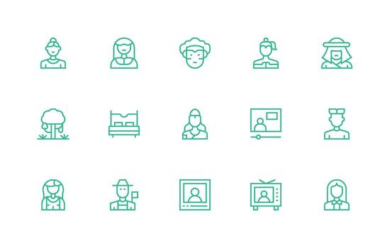 15 Regular Line Icons for Person Graphics Organized Pack for Project Assets vector