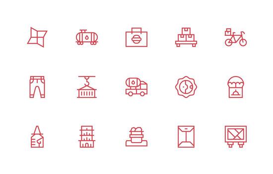 Cargo Design Icons featuring 15 in Regular Line Style Well-Structured Icons for Creative Use vector