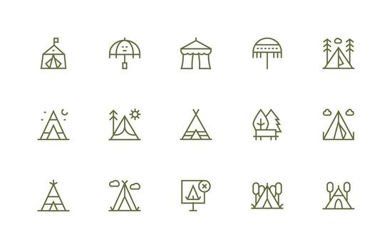 15 Regular Line Icons for Tent Graphics Organized Icon Pack for Quick Access vector