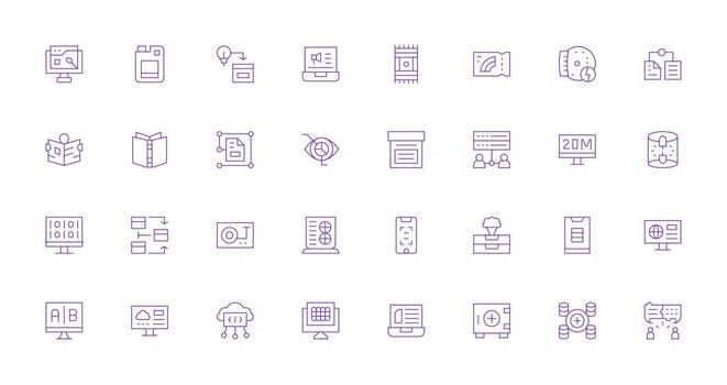 Minimalistic digital design icons collection vector