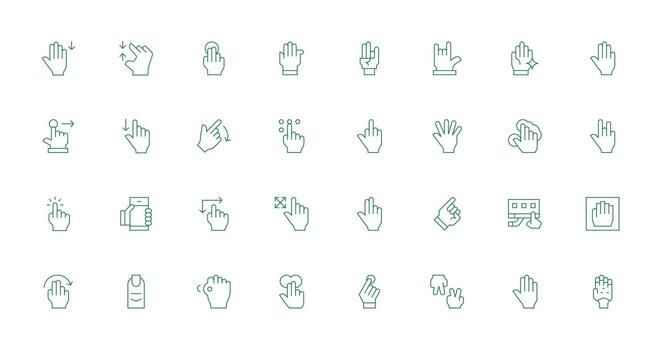 Hand gesture icons for user interface vector