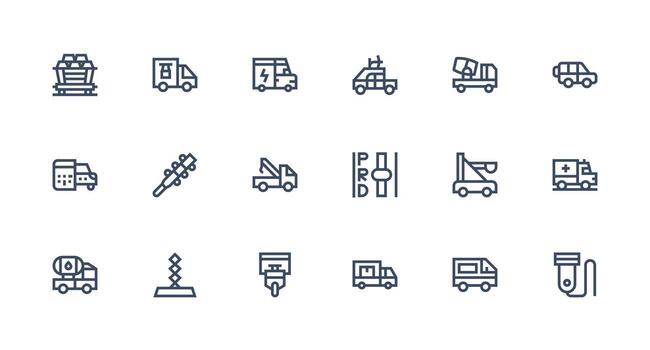 Transportation icons including trucks and emergency vehicles vector