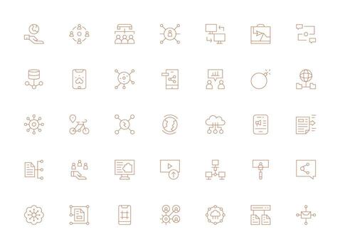 Flat icons for networking and technology. vector