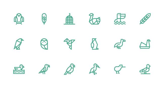 Bird featuring 18 Icons in Strong Stroke Line Design Flexible Icon System for Web Interfaces vector