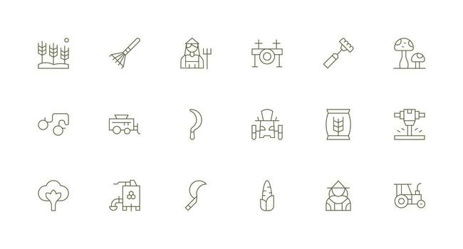 Harvesting featuring 18 Icons in Minimal Line Design Professional Icon Pack for Development Work vector