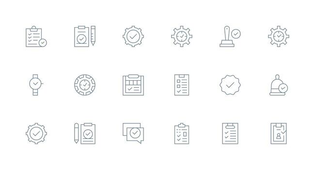 hecho presentando 18 íconos en mínimo línea diseño agudo íconos para presentaciones vector