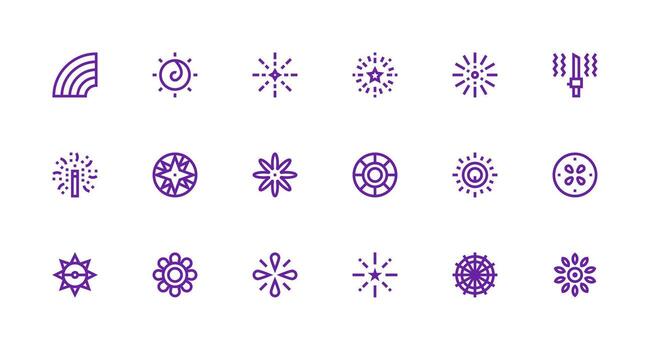 18 Strong Stroke Line Style Icons from Radiating Collection UI and UX Focused Icon Collection vector