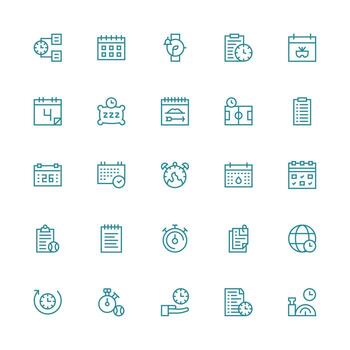 medio carrera contorno íconos desde calendario conjunto con 25 vectores limpiar icono paquete