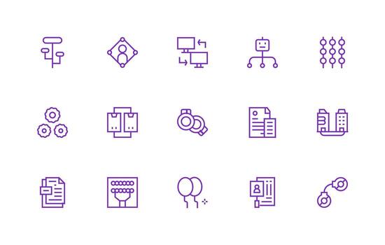 vinculado conjunto con 15 regular línea íconos todas dispositivo compatible icono conjunto vector