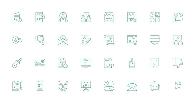 32 Thin Line Designs for Rejection Icons Essential Icons for Rapid UI Building vector