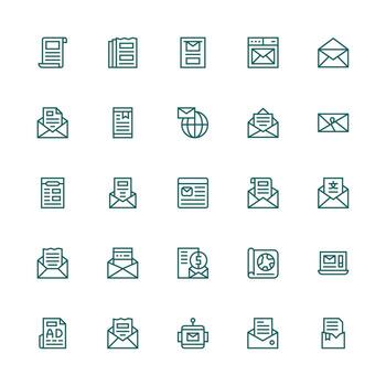 Newsletter Icon Set with 25 Medium Stroke Outline Graphics Clean Icon Set Icon Pack for UI Projects vector