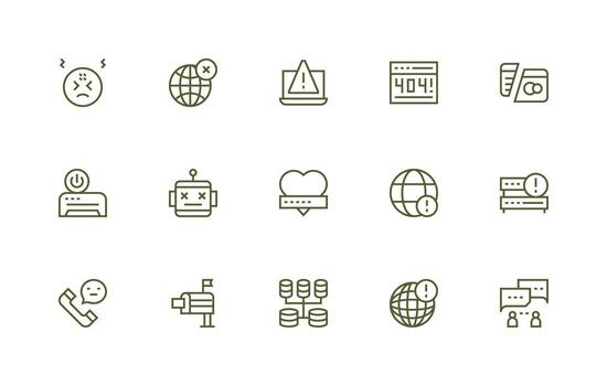 15 Offline Icons in Regular Line Aesthetic Basic Icon Series vector