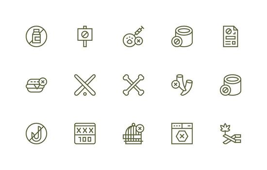 Not Allowed Icon Collection with 15 Regular Line Designs Scalable Icons for All Themes vector