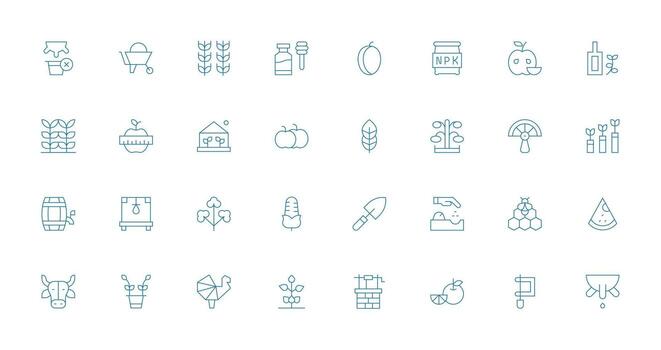 Thin Line Style Agriculture Icons with 32 Vectors Icons Built for Visual Consistency Pack