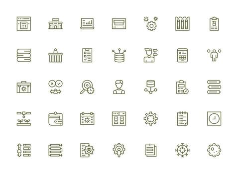 Regular Clean Line Icons from Management Set with 35 Vectors Dashboard Icon Series