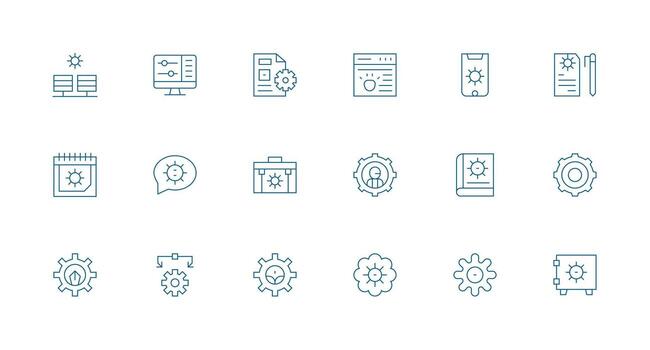 configuración conjunto con 18 mínimo línea íconos tablero icono serie vector