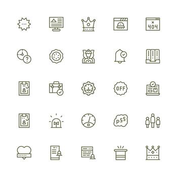 estado icono conjunto con 25 medio carrera contorno gráficos diseño icono colección vector