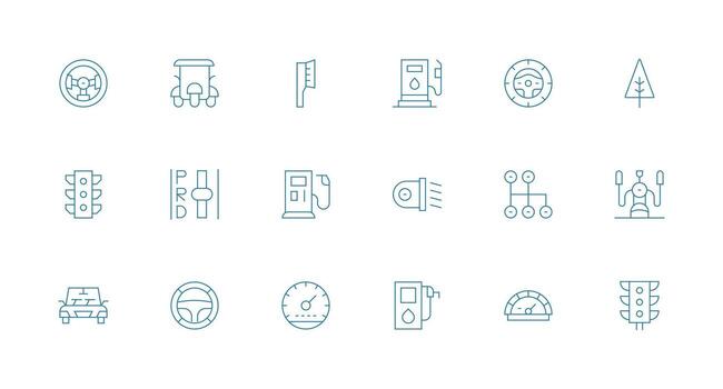 Minimal Line Icons from Driving Set with 18 Vectors Icon Collection Set