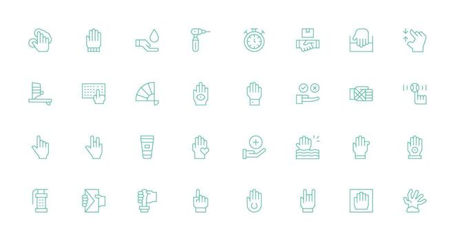 mano visual paquete conteniendo 32 Delgado línea íconos de múltiples fines icono paquete para plantillas vector