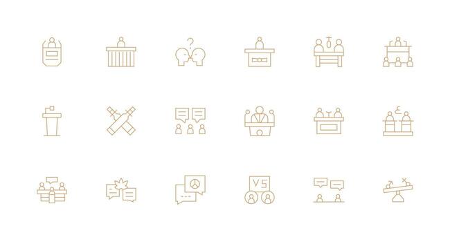 18 Minimal Line Icons for Debate Graphics Line Icon Collection vector
