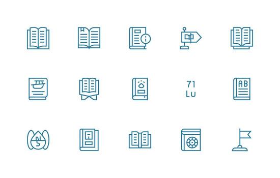 Reference including 15 Regular Line Illustrations Scalable Icons for Cross-Platform Interfaces vector