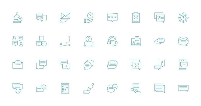 Support Request Visual Pack containing 32 Thin Line Icons Core Icon Collection for Daily Tasks vector