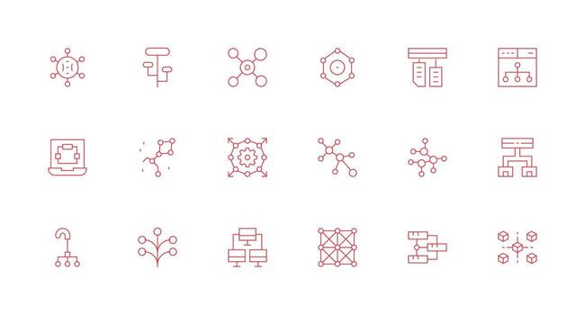 nodos visual paquete conteniendo 18 mínimo línea íconos flexible icono sistema para web interfaces vector