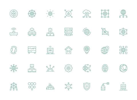 set of technology and networking icons vector