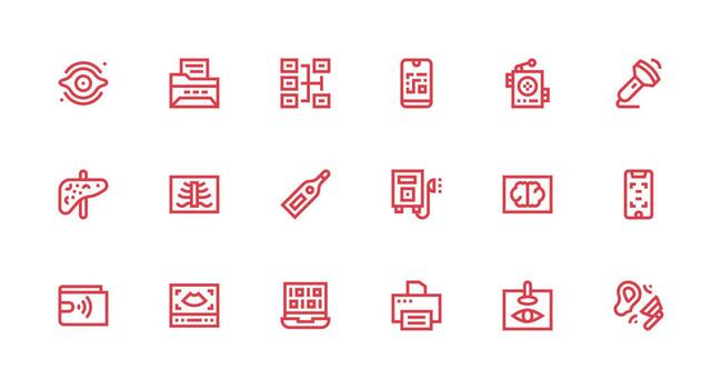 Red technology icons in various designs vector