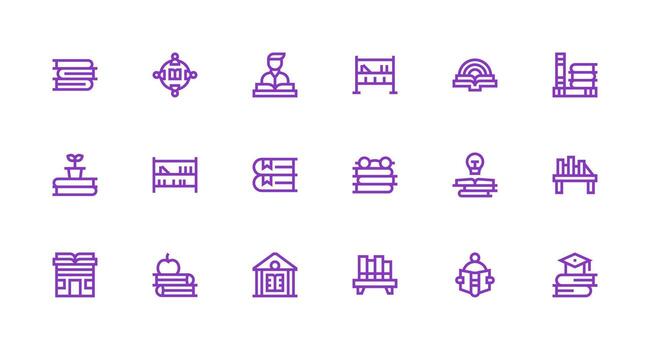 18 libros íconos en fuerte carrera línea estético alta calidad icono paquete vector