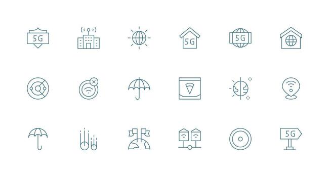 Collection of 5G networking icons vector