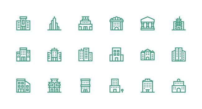 Building icons in various styles vector