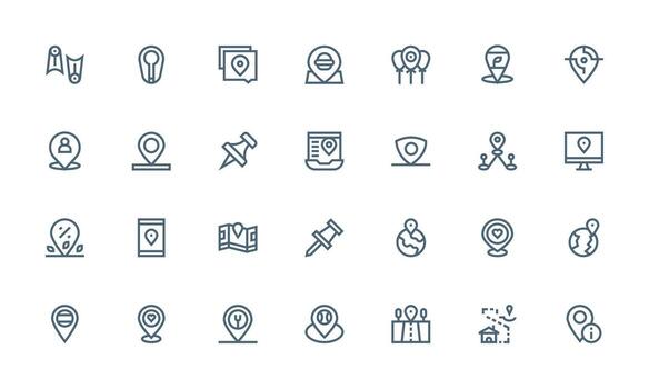 Icons for mapping and navigation vector