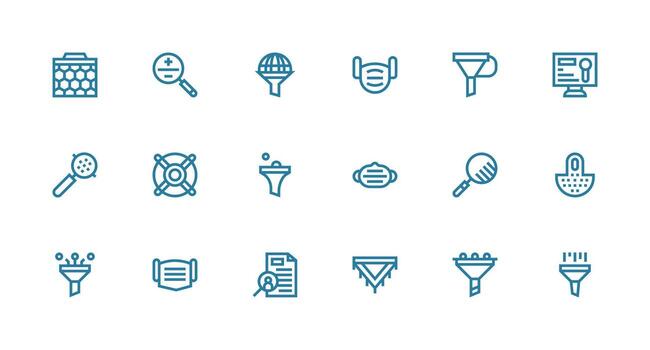 Icons for data analysis and filtering tools vector