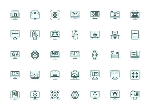 Minimalist computer icons collection vector