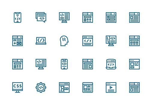 set of web development icons vector