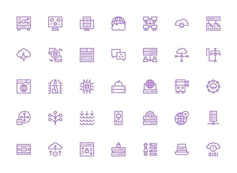 Collection of technology icons vector