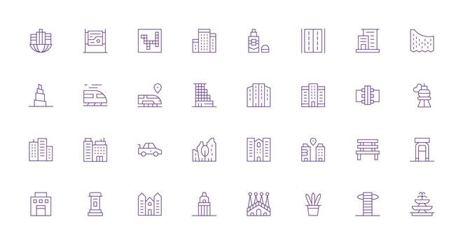Thin Line Icons from Urban Set with 32 Vectors Style Icon Set