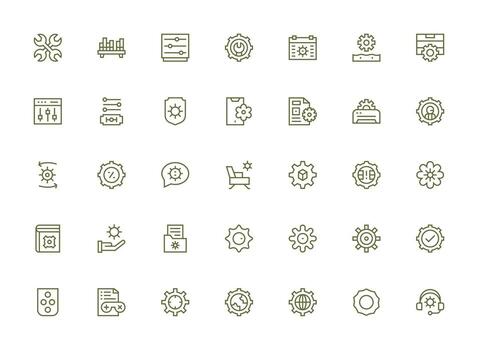 configuración icono conjunto con 35 regular limpiar línea gráficos mínimo icono conjunto para interfaz proyectos vector