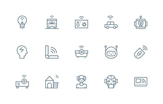 15 Icons for Smart in Regular Line Format Icon Pack for Various Themes vector
