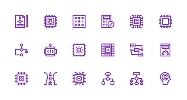 fuerte carrera línea íconos desde lógica conjunto con 18 vectores esencial icono colección