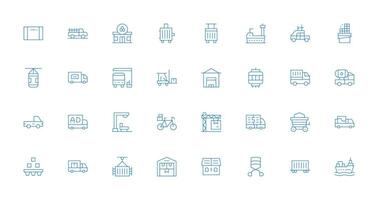 carga diseño íconos presentando 32 en Delgado línea estilo compacto icono conjunto vector