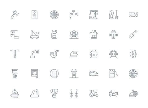 35 ligero línea estilo íconos desde utilidad colección de uso múltiple icono diseño paquete vector