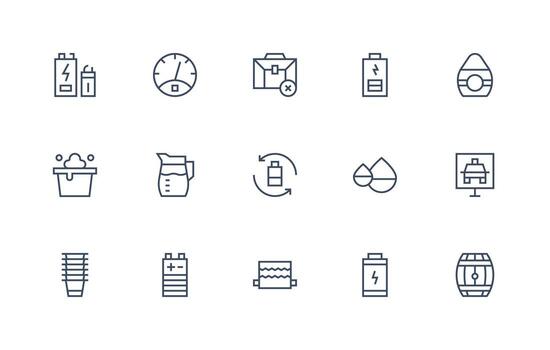 Full Icon Set with 15 Regular Line Graphics Scalable Icons for All Themes vector