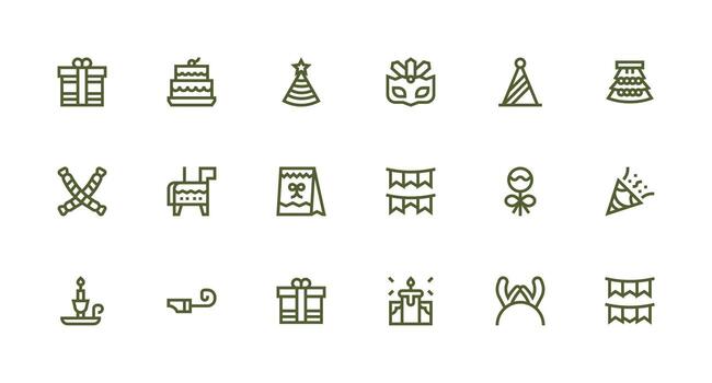 18 fuerte carrera línea estilo íconos desde festivo colección reutilizable icono conjunto vector